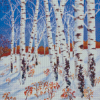 Birch trees in winter Diamond Paintings