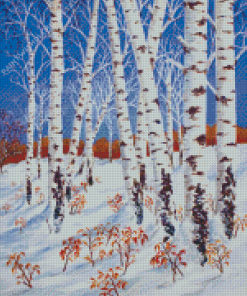 Birch trees in winter Diamond Paintings