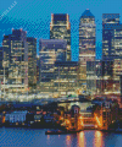 Canary wharf skyline in london Diamond Paintings