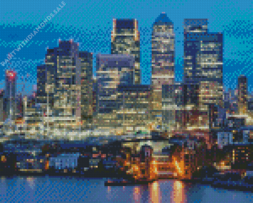 Canary wharf skyline in london Diamond Paintings