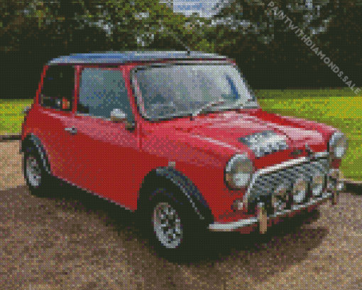 Classic leyland mini red car Diamond Paintings