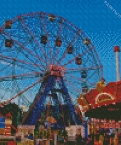 Denos Wonder Wheel Amusement Park Diamond Paintings