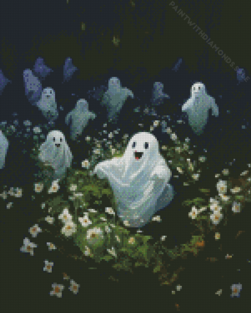 Cute ghosts dancing Diamond Paintings