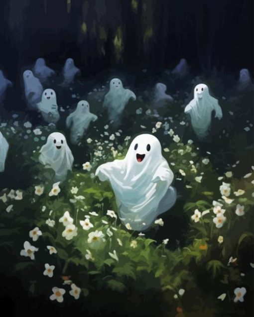 Cute ghosts dancing Diamond Paintings