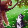 Kitten And Squirrel Diamond Paintings