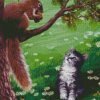 Kitten And Squirrel Diamond Paintings