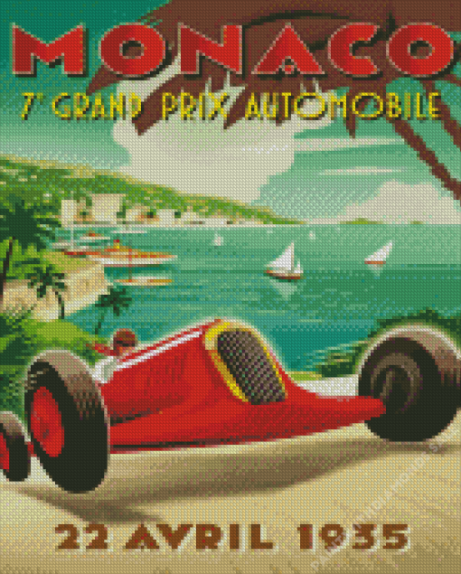 Monaco Grand Prix Illustration Poster Diamond Paintings