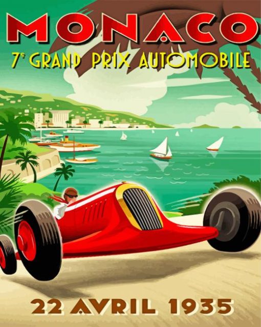 Monaco Grand Prix Illustration Poster Diamond Paintings