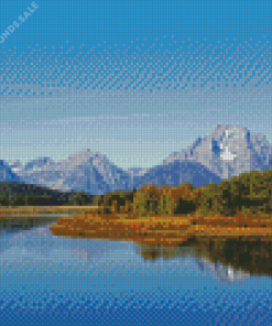 Mount Moran Lake In Wyoming Diamond Paintings