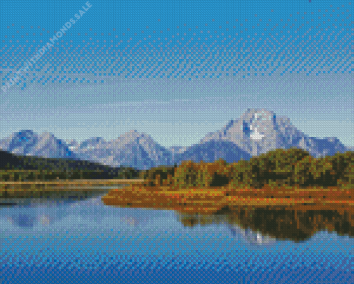 Mount Moran Lake In Wyoming Diamond Paintings