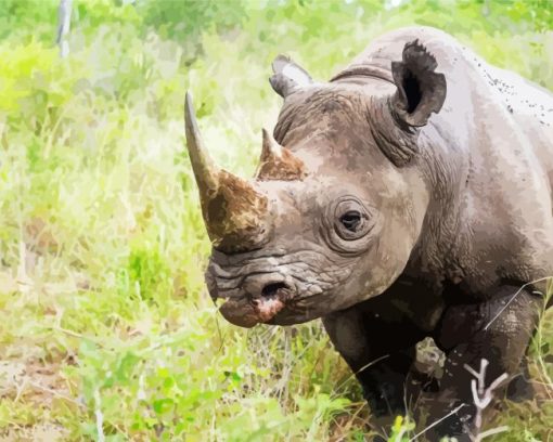 Namibias black rhino Diamond Paintings