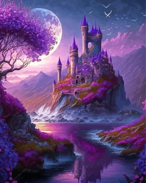 Purple Magical Castle Diamond Paintings