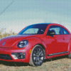 Red Volkswagen beetle Diamond Paintings