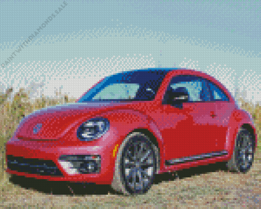 Red Volkswagen beetle Diamond Paintings