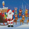 Santa and reindeer with christmas gifts Diamond Paintings