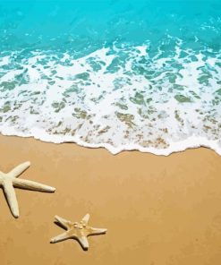 Starfish on beach with blue ocean Diamond Paintings