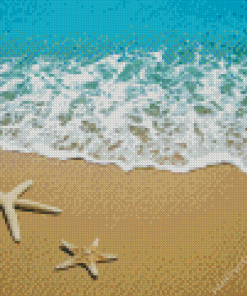 Starfish on beach with blue ocean Diamond Paintings