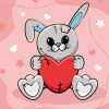 Sweet Little Bunny And Heart Diamond Paintings