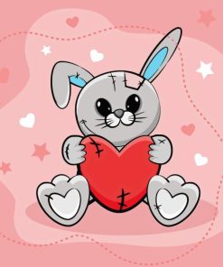 Sweet Little Bunny And Heart Diamond Paintings