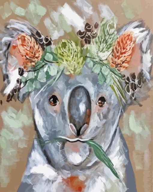 Koala Bear With Flower Crown Diamond Paintings