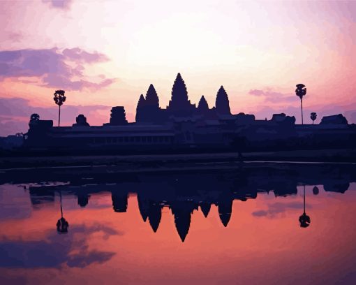 Angkor Wat Silhouette Diamond Paintings