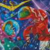 dinosaur astronaut in space Diamond Paintings