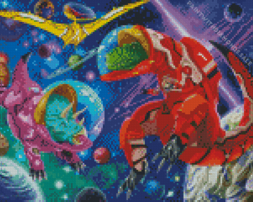 dinosaur astronaut in space Diamond Paintings