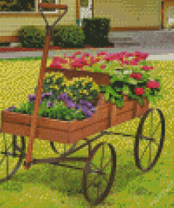 garden Cart with flowers Diamond Paintings
