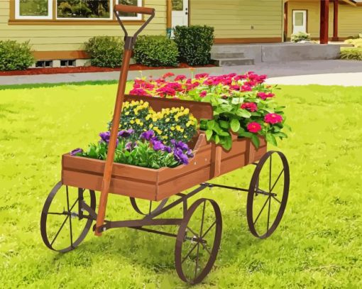 garden Cart with flowers Diamond Paintings