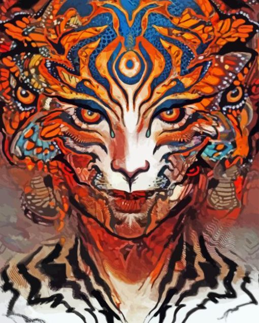 Abstract Tiger Woman Diamond Painting