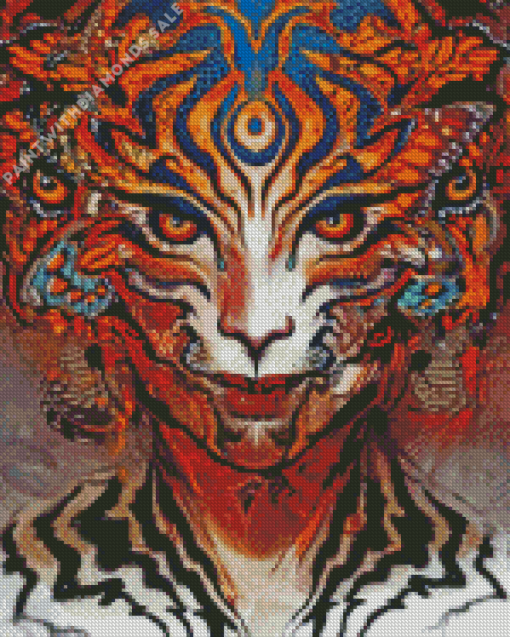 Abstract Tiger Woman Diamond Painting