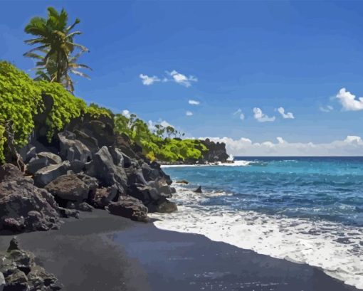 Black Sand Beach Diamond Painting