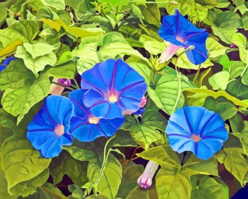 Blue Morning Glory Flowers Diamond Painting