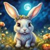 Bunny in flower field Diamond Paintings