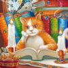 Cat Reading Book Diamond Paintings