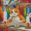 Cat Reading Book Diamond Paintings