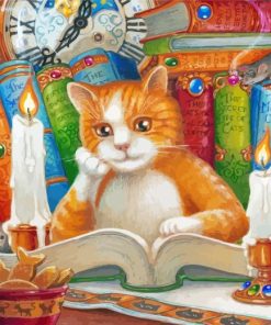 Cat Reading Book Diamond Paintings