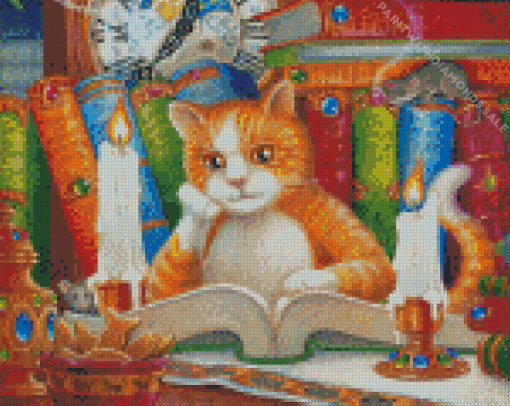 Cat Reading Book Diamond Paintings