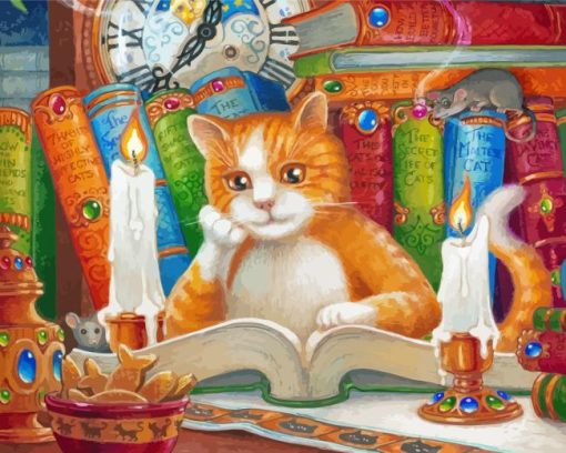 Cat Reading Book Diamond Paintings