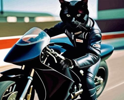 Cat on motorcycle Diamond Paintings