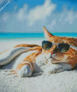 Cats at beach Diamond Paintings