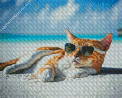 Cats at beach Diamond Paintings