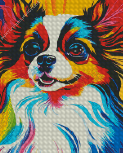 Colorful Papillon Dog Diamond Painting