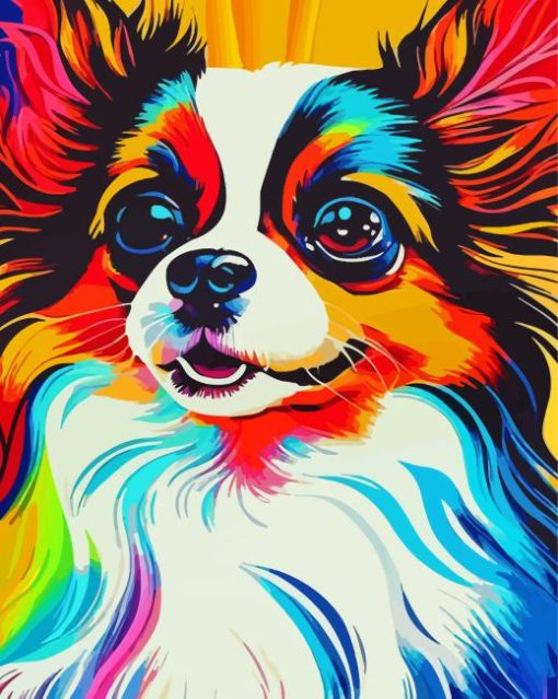 Colorful Papillon Dog Diamond Painting