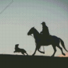 Cowboy Horse And Dog Silhouette Diamond Painting