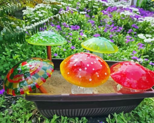 Glass mushrooms Diamond Paintings