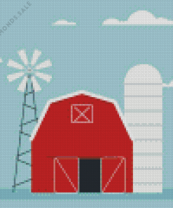 Illustration Barn With Silo Diamond Painting