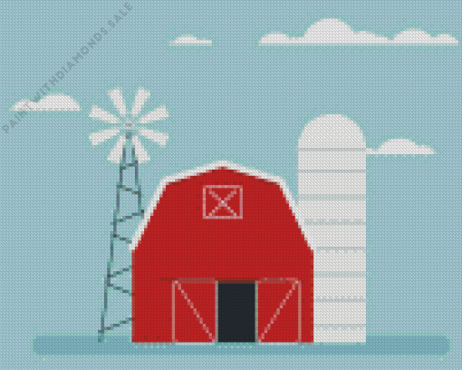 Illustration Barn With Silo Diamond Painting