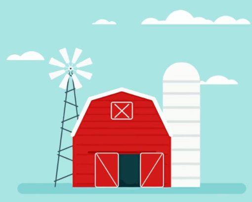 Illustration Barn With Silo Diamond Painting