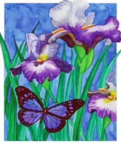 Irises And Butterflies Diamond Painting